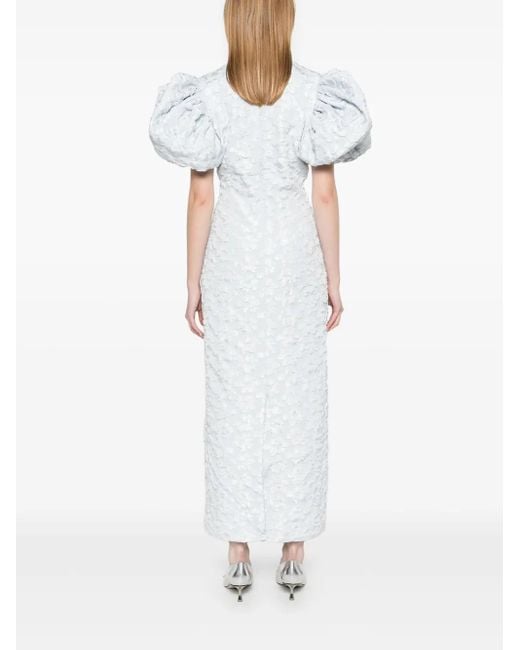 ROTATE BIRGER CHRISTENSEN Blue Light Midi Dress With Jacquard Effect