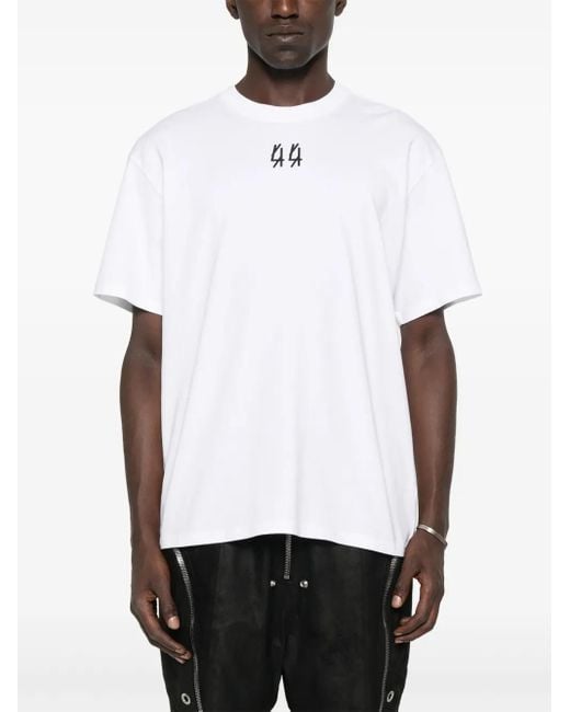 44 Label Group White Classic Printed Cotton T-Shirt for men