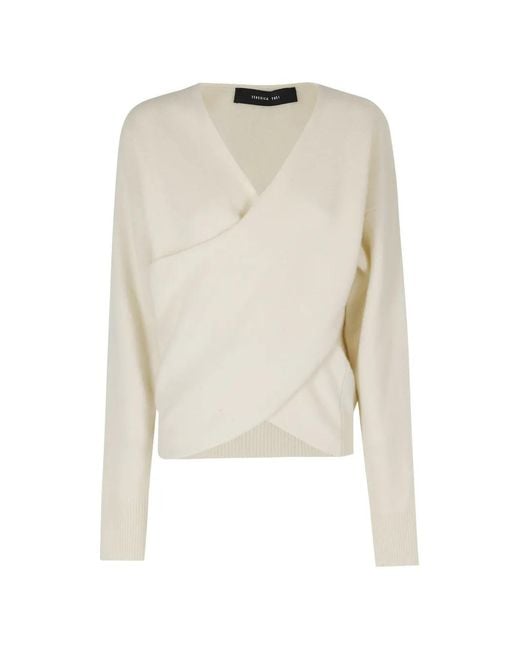 FEDERICA TOSI White Wrap-Style V-Neck Sweater
