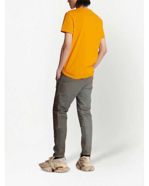 Logo-print cotton T-shirt Balmain de hombre de color Yellow