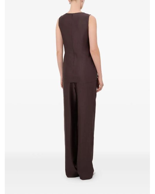 Loulou de Saison Brown Fonda Striped Draped Top