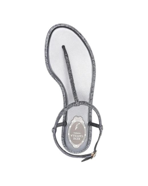 Rene Caovilla Metallic Diana Embellished T-Strap Sandals