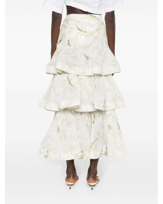 Zimmermann White Pleated Tiered Skirt - Women's - Cotton/polyester
