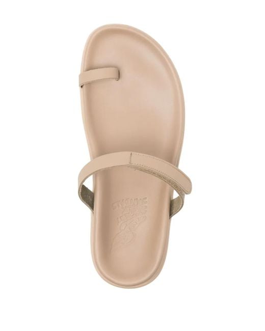 Ancient Greek Sandals Natural Leather Ring Flip Flops