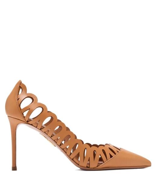 Aquazzura Pink 85Mm Peep Scalloped-Cut Pumps