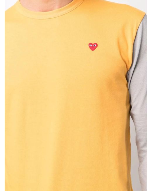 COMME DES GARÇONS PLAY Yellow T-Shirt Colour Block À Logo Brodé for men