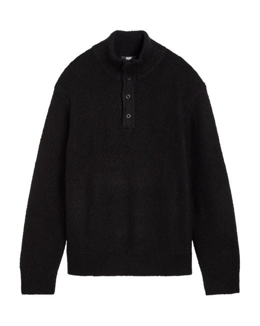 PAIGE Black Kotoni Buttoned Sweater for men