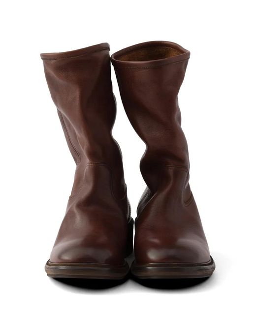 Prada Brown Vintage-Effect Leather Boots