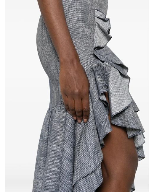 Leen Mougrhabi Gray Sophia Ruffled Asymmetric Dress