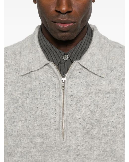 NN07 Gray Alfie Zip-Neck Polo Shirt for men