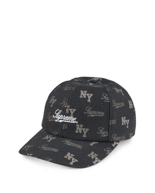 Supreme Black Monogram 6-Panel Cap for men