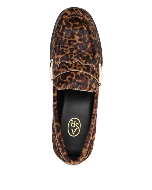 Ash Brown Leopard-Print Loafers