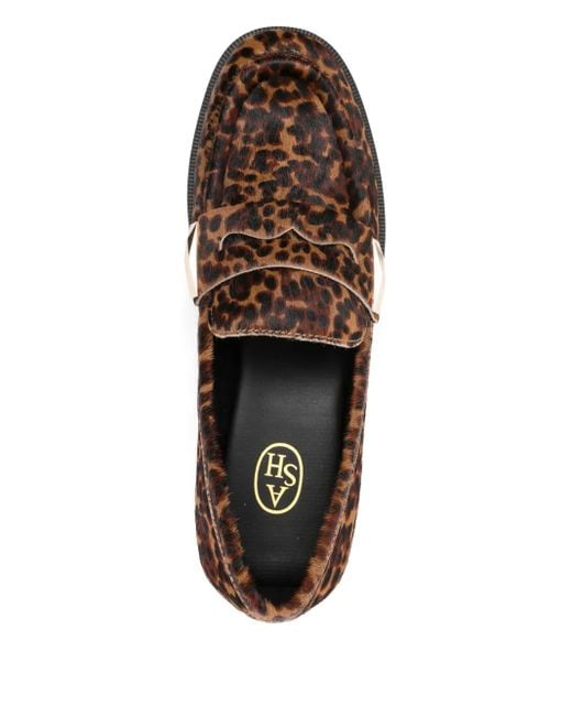Ash Brown Leopard-Print Loafers