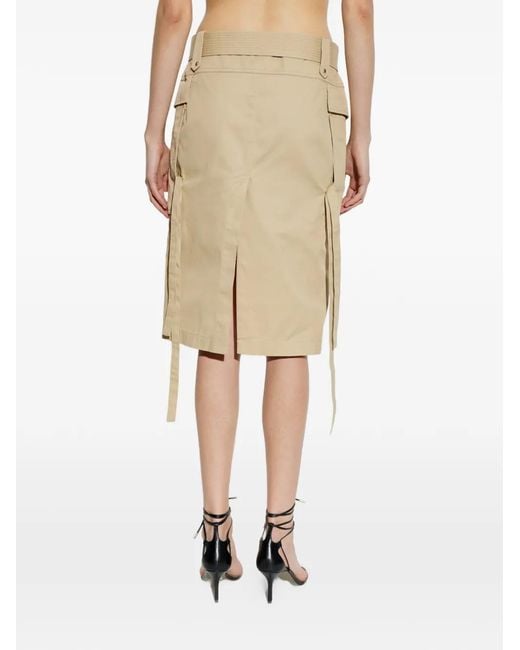 McQueen Natural Belted Midi Cargo Skirt
