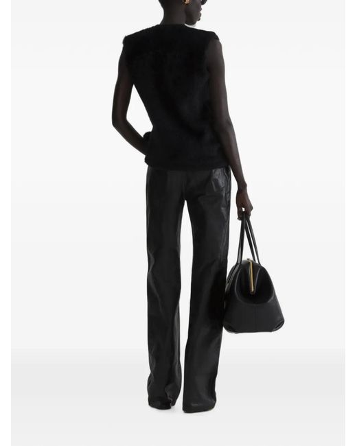 Mugler Black Brushed-Knit Sleeveless Top