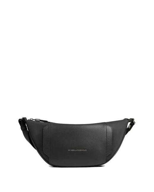 Piquadro Black Bum Leather-Panelled Belt Bag