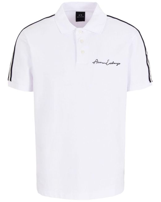 Polo con logo bordado Armani Exchange de hombre de color White