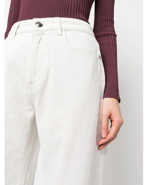 Moorer White Mid-Rise Cotton Cropped Trousers