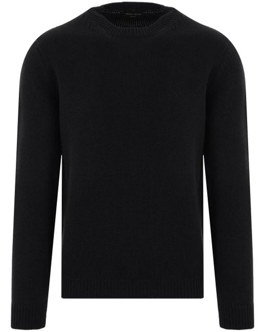 Roberto Collina Black Crew-Neck Merino Jumper for men