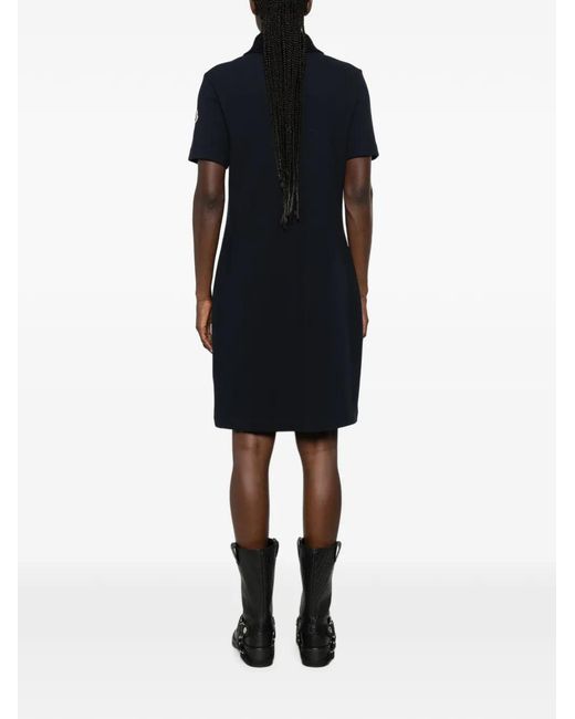 Moncler Black Robe Courte À Patch Logo Et Manches Courtes