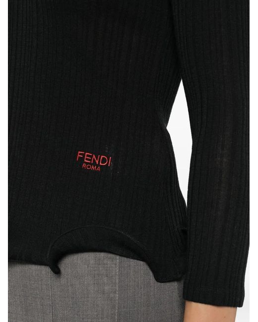 Fendi Black V-Neck Top