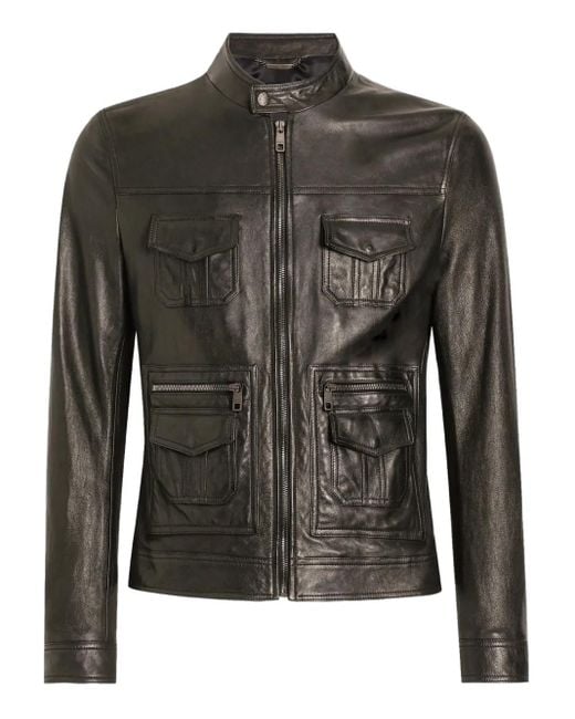 Dolce & Gabbana Black Leather Jacket for men