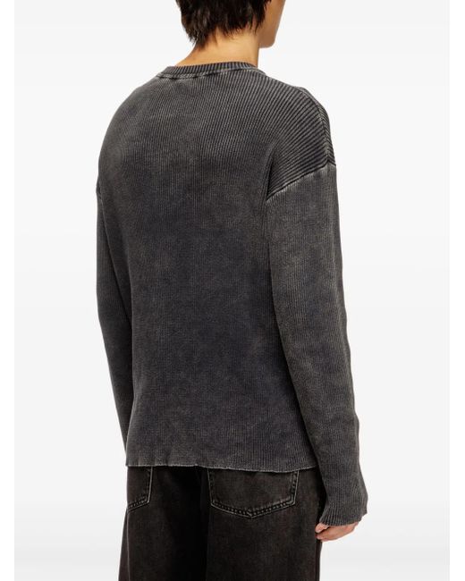 DIESEL Blue Ribbed Cut-Out Sweater for men