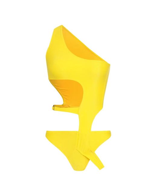 Amir Slama Yellow One-Shoulder Cut-Out Swimsuit
