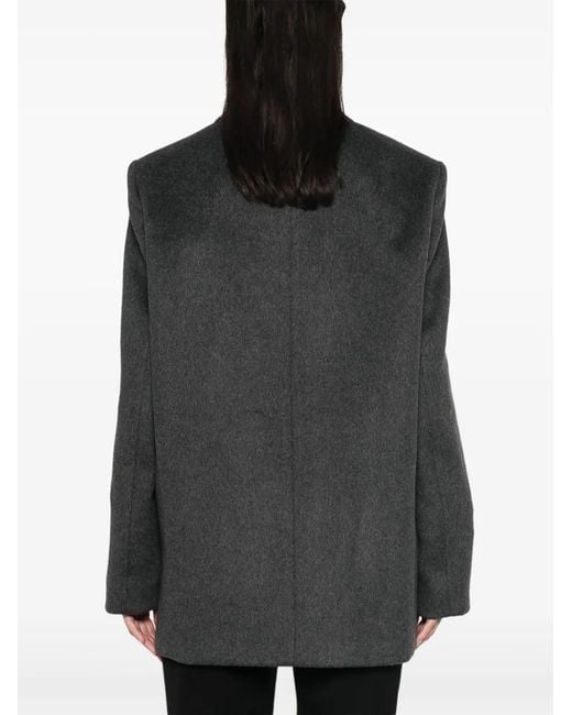 Rohe Black Double-Breasted Recycled Wool-Blend Blazer