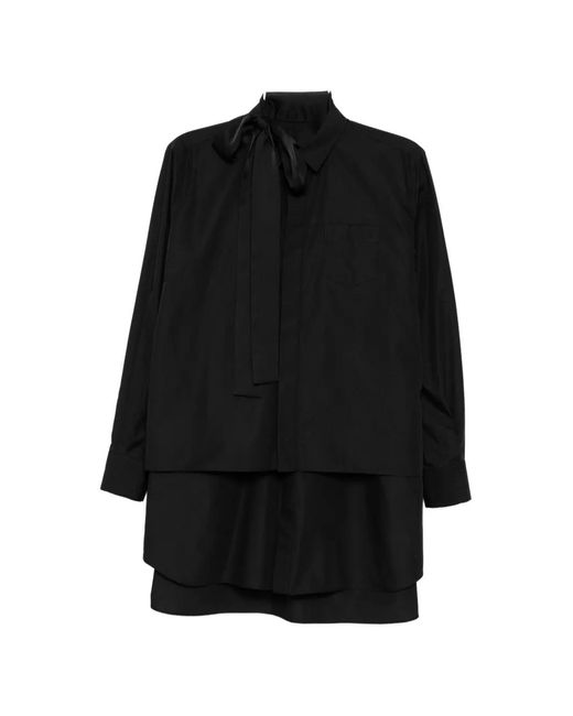 Sacai Black Pussy-Bow Layered Shirt