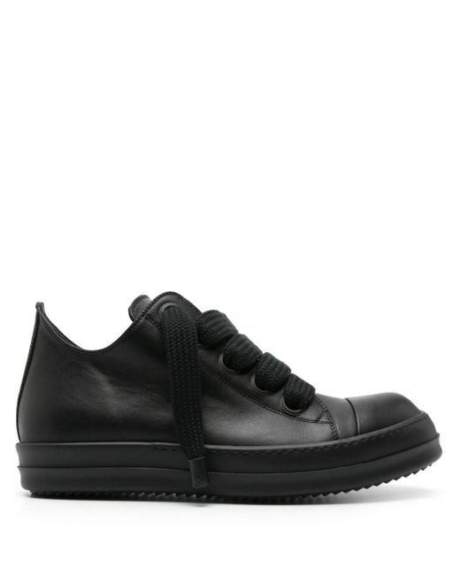 Rick Owens Black Low Leather Sneakers for men