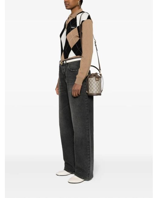 Gucci Gray Mini Ophidia Gg-Supreme Bucket Bag