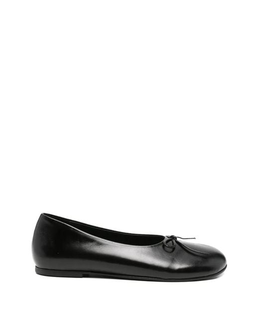 Paloma Wool Black Napoli Bow-Detail Leather Ballet Flats