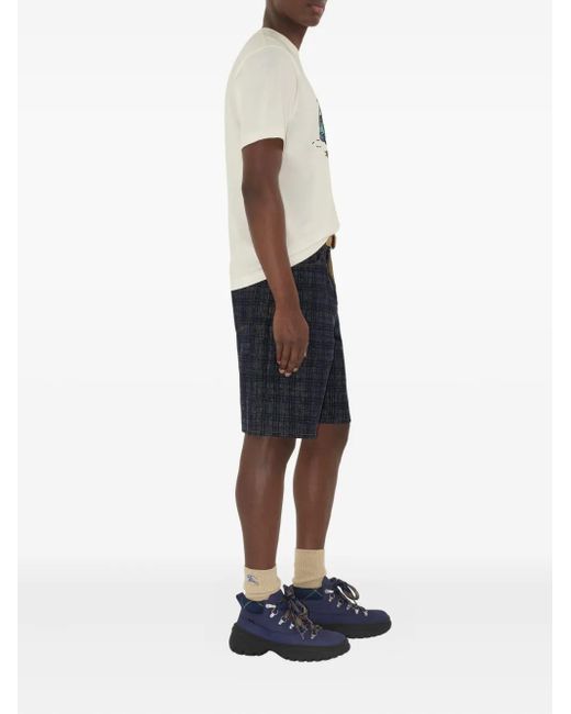 Burberry Blue Check Denim Shorts for men