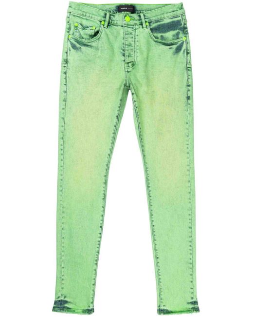 Purple Brand Green Acid-wash Skinny Jeans for men