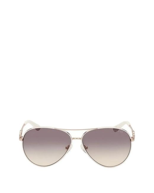 Guess White Logo-Plaque Pilot Sunglasses