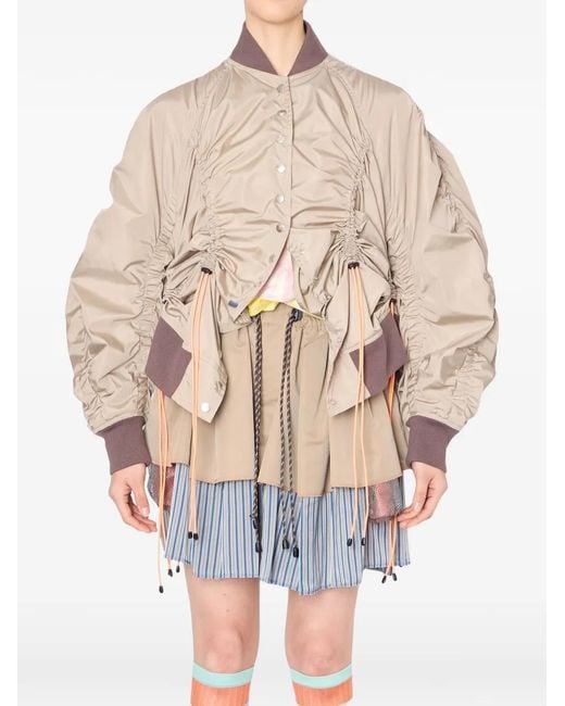 Kolor White Gathered Bomber Jacket