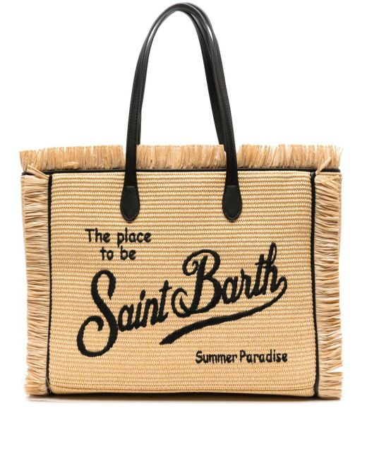 Mc2 Saint Barth Vanity Straw Beach Bag in het Natural