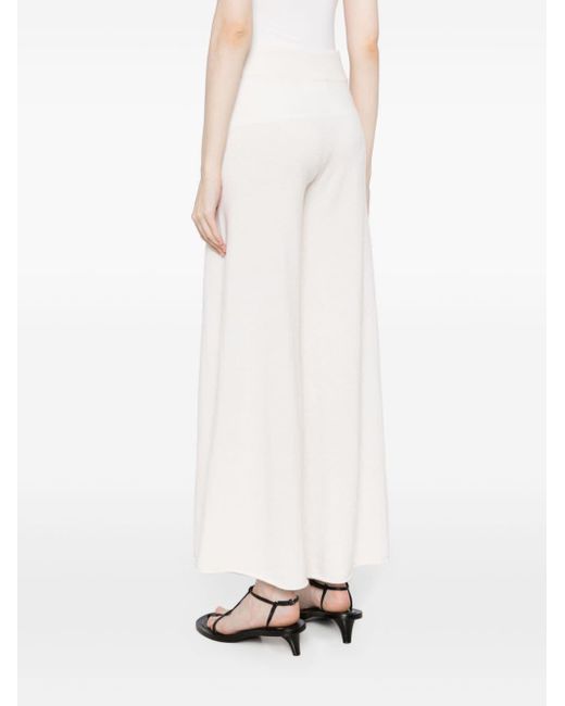 Lisa Yang White High-waisted Flared Cashmere Trousers