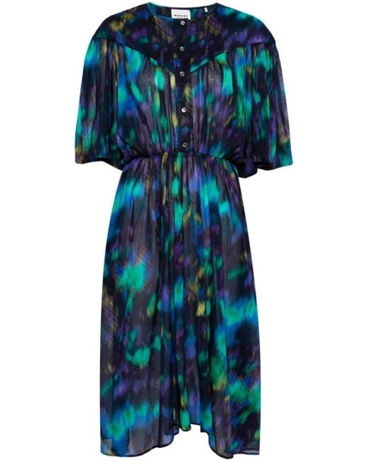 Isabel Marant Blue Maggy Printed Midi Dress