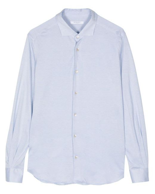 Boglioli Blue Long-sleeve Piqué Shirt for men