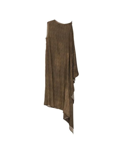 Uma Wang Natural Robe Asymétrique Marta À Imprimé Géométrique