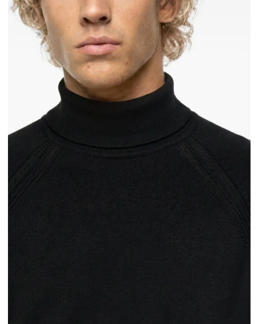Karl Lagerfeld Black Lightweight Knit Roll-Neck Sweater for men