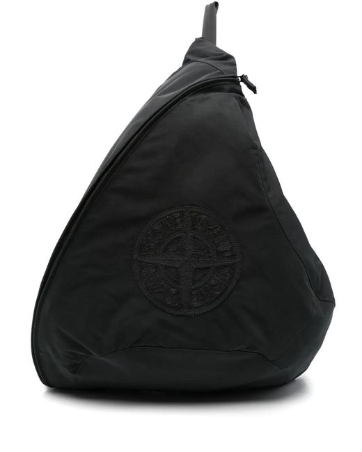 Zaino Con Applicazione Compass di Stone Island in Black da Uomo