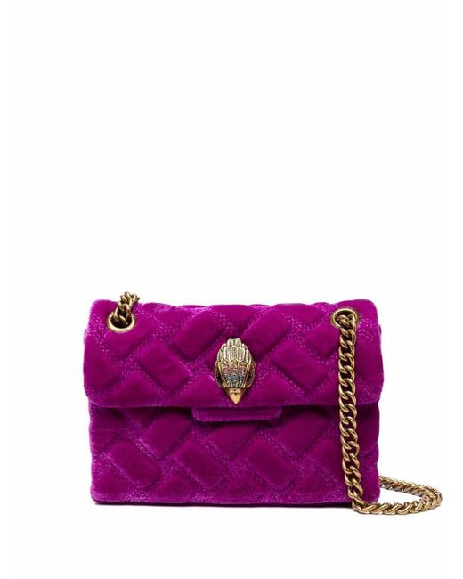 Kurt Geiger Purple Kensington Mini Velvet Bag