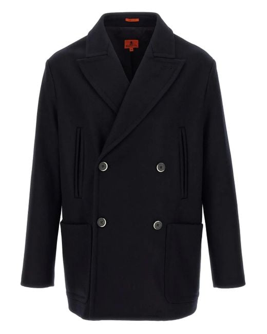 Barena Blue Double-Breasted Peak-Lapel Coat for men