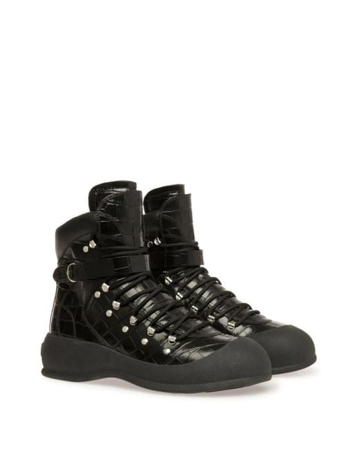 Bally Black Clyff Crocodile-Embossed Boots for men