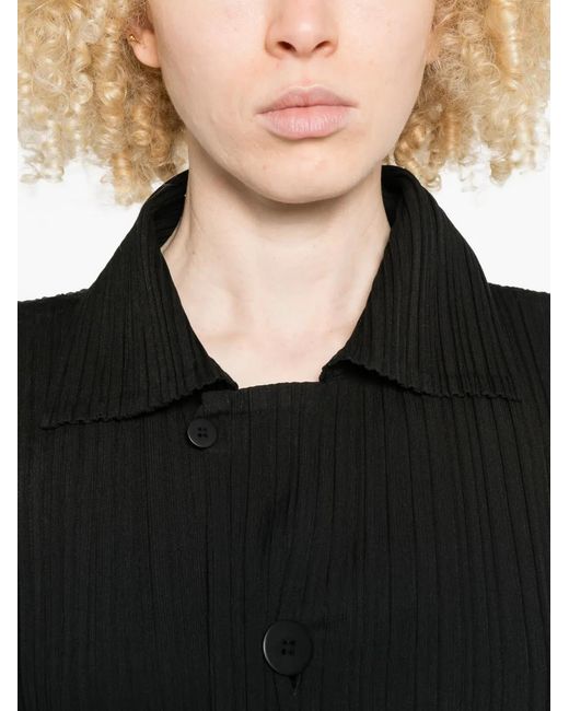 Pleats Please Issey Miyake Black Pleated Coat