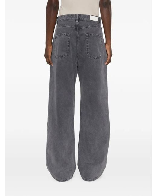 ICON DENIM Gray Faded Wide-Leg Jeans