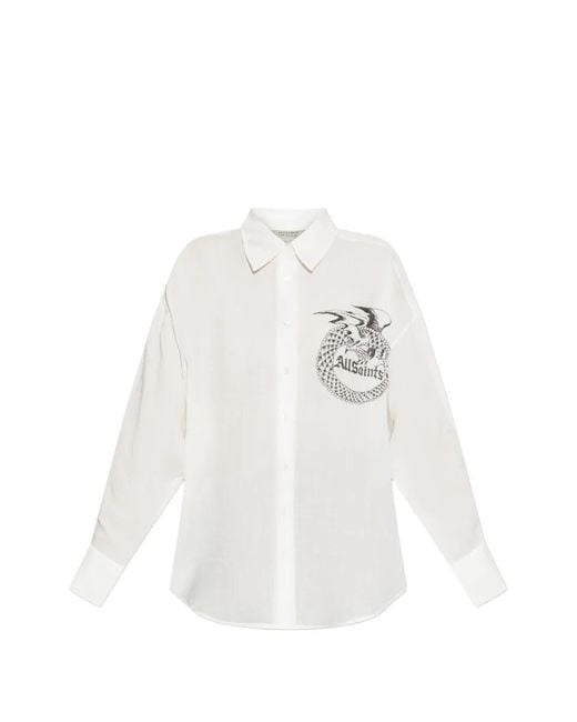 AllSaints White Sparrow Printed Shirt